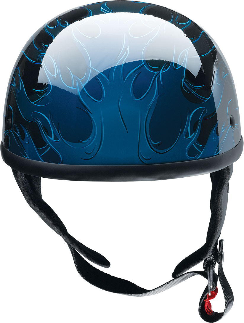 Z1R CC Beanie Helmet in Hellfire Blue, medium size, with sleek design and matte finish, featuring ventilation vents and adjustable strap.