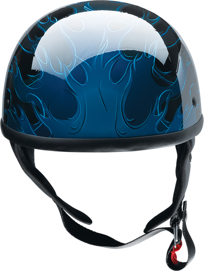 Z1R CC Beanie Helmet in Hellfire Blue, medium size, with sleek design and matte finish, featuring ventilation vents and adjustable strap.