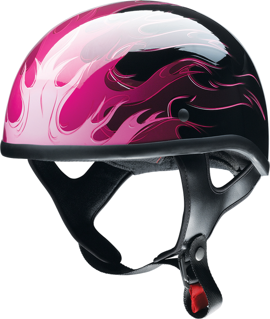 Z1R Hellfire Pink Beanie Helmet in large size with black and pink design, featuring a sleek, aerodynamic helmet shape.