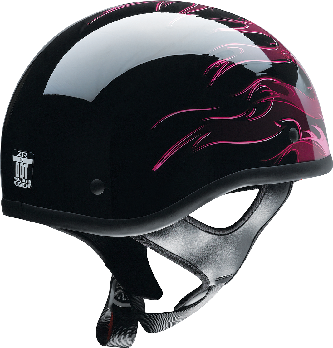 Z1R CC Beanie Helmet Hellfire Pink large helmet with sleek design and ventilation, featuring Z1R branding and a vibrant pink color.