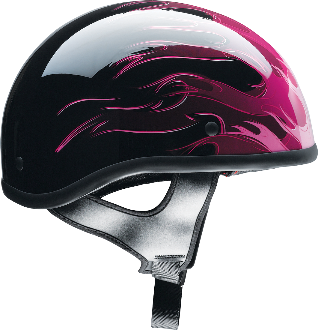 Z1R CC Beanie Helmet Hellfire Pink large size, black and pink motorcycle helmet with sleek design and ventilation vents.