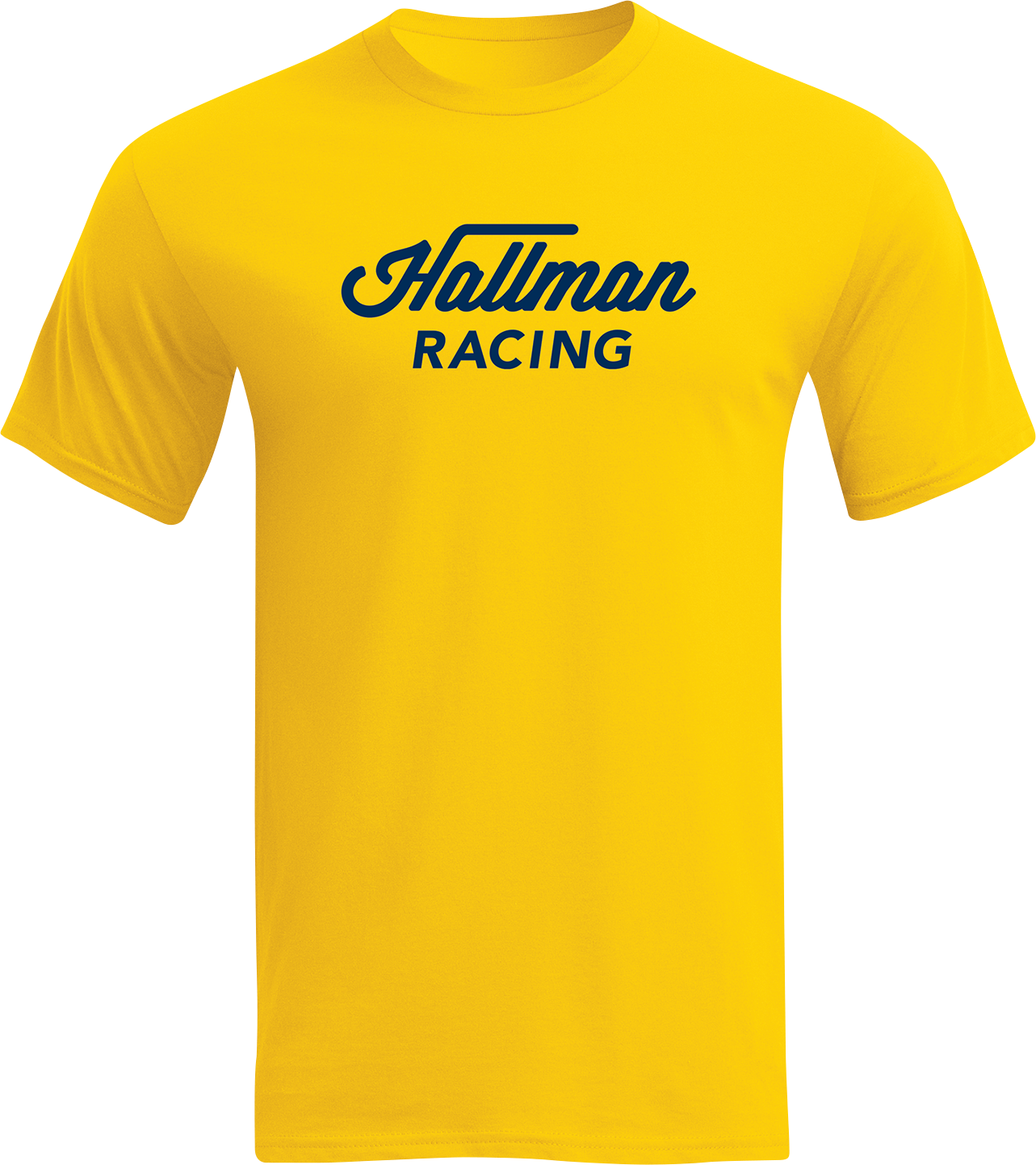 Yellow THOR Hallman Heritage T-shirt in small size, featuring the THOR brand logo and classic design.