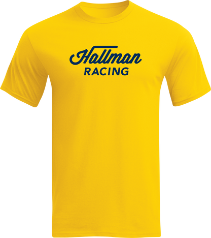 Yellow THOR Hallman Heritage T-shirt in small size, featuring the THOR brand logo and classic design.