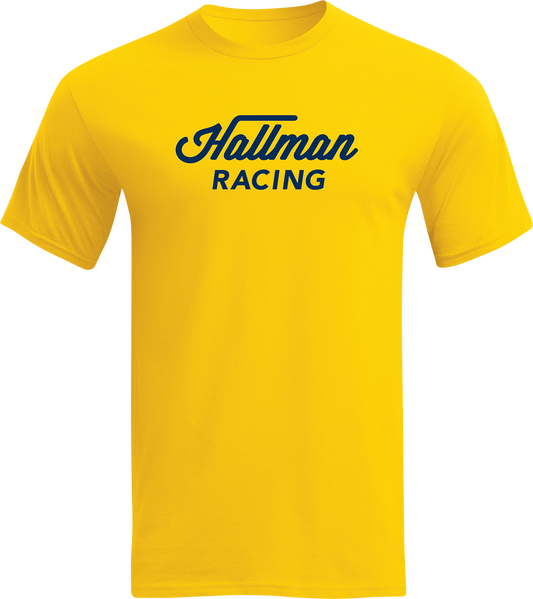 Yellow THOR Hallman Heritage T-shirt in small size, featuring the THOR brand logo and classic design.