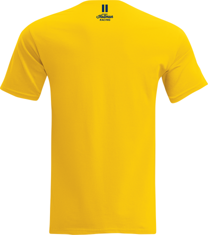 Yellow THOR Hallman Heritage T-shirt in small size, featuring the THOR logo and classic design on a comfortable fabric.