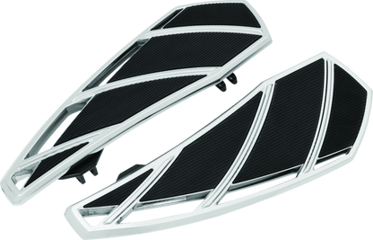 Chrome Kuryakyn Phantom Floorboards for Harley-Davidson motorcycles, featuring sleek design and durable metal construction.