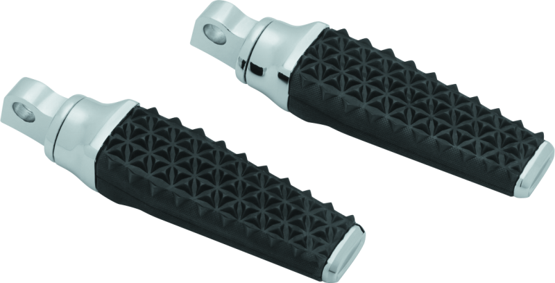 Kuryakyn Thresher Chrome Powersports Foot Pegs with Shark Tooth Knurled Surface and Adapter for motorcycle handlebars