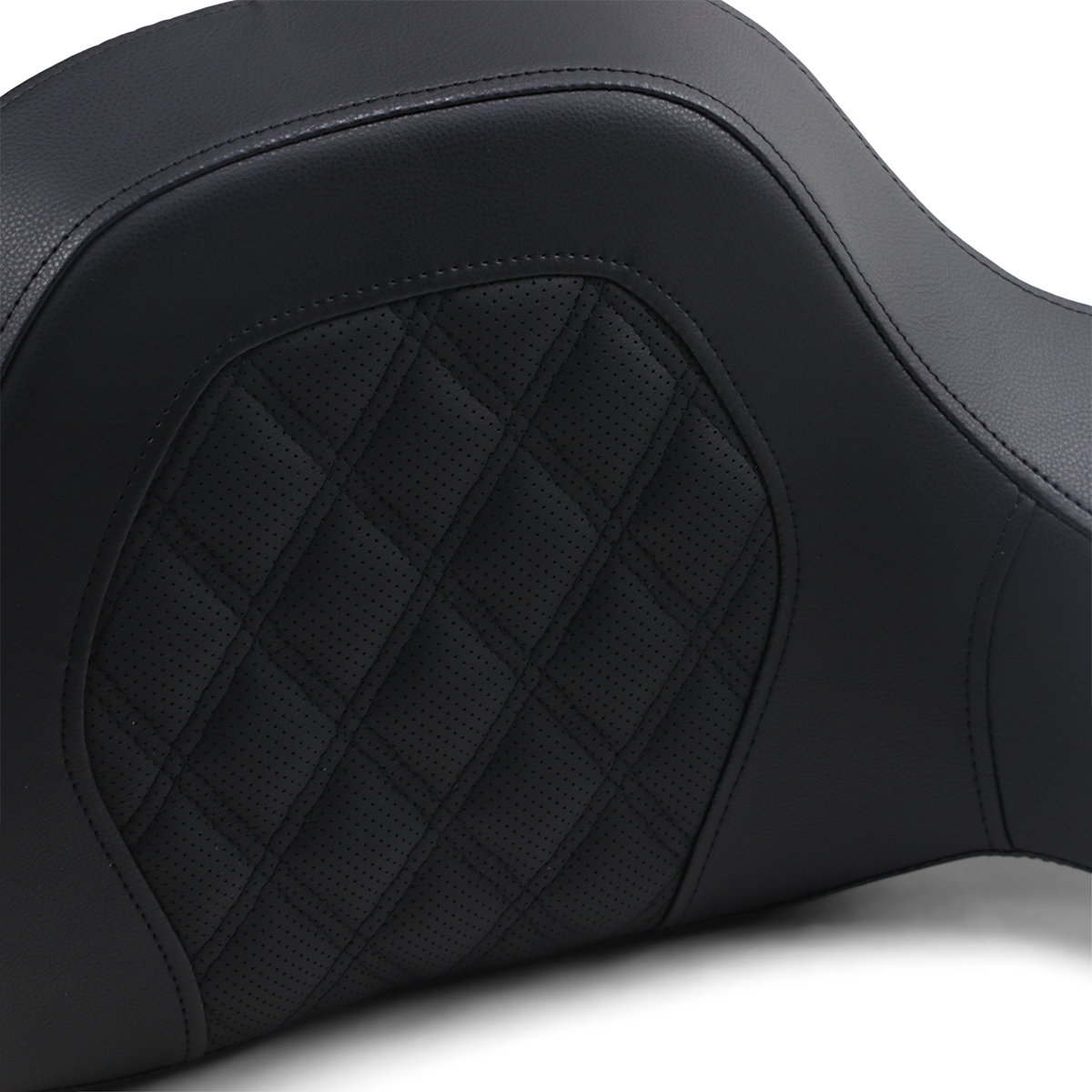 Bill's Exhausts SADDLEMEN Lattice Stitched Tour-Pak Passenger Pad on motorcycle seat with decorative stitching and padding.