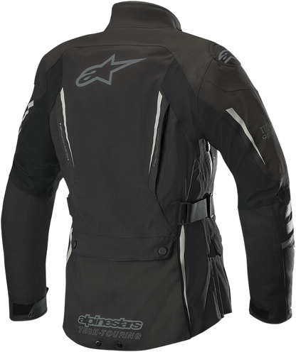 Black and anthracite Alpinestars Stella Yaguara Drystar jacket, large size, featuring durable motorcycle jacket design and premium material.