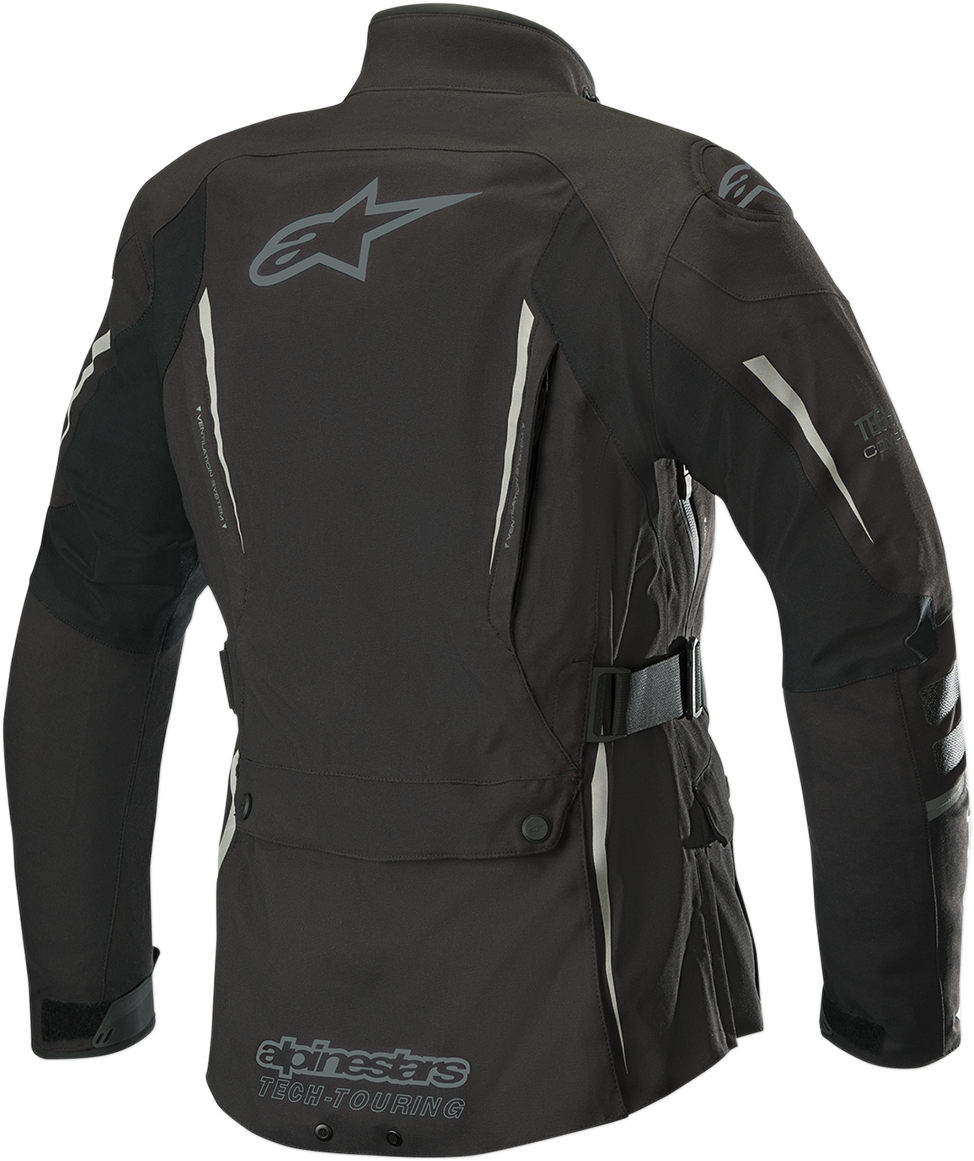 Alpinestars Stella Yaguara Drystar® motorcycle jacket in black and anthracite, size XL, with protective features and reflective details.