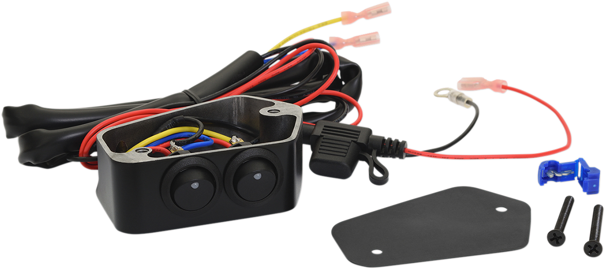 Bill's Exhausts SHOW CHROME switch block for brake engine component on Honda GL1800 motorcycle, chrome finish and detailed controls.