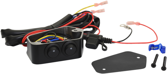 Bill's Exhausts SHOW CHROME switch block for brake engine component on Honda GL1800 motorcycle, chrome finish and detailed controls.