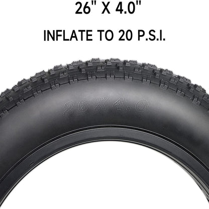 Hycline Raider fat bike and e-bike tire with tube, 26-inch mountain bike tire for rugged off-road riding