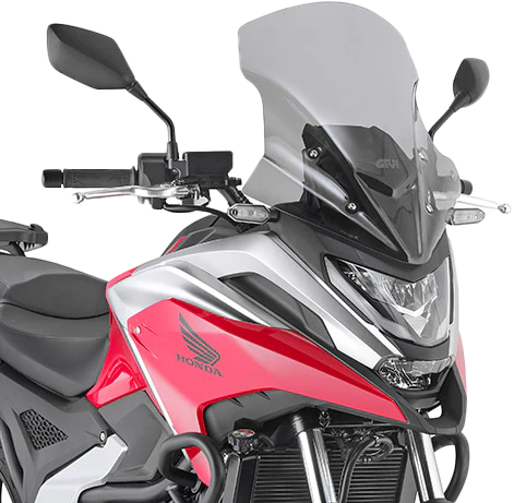 GIVI D1192S smoke motorcycle windshield showing sleek, tinted design and aerodynamic shape for enhanced wind protection.