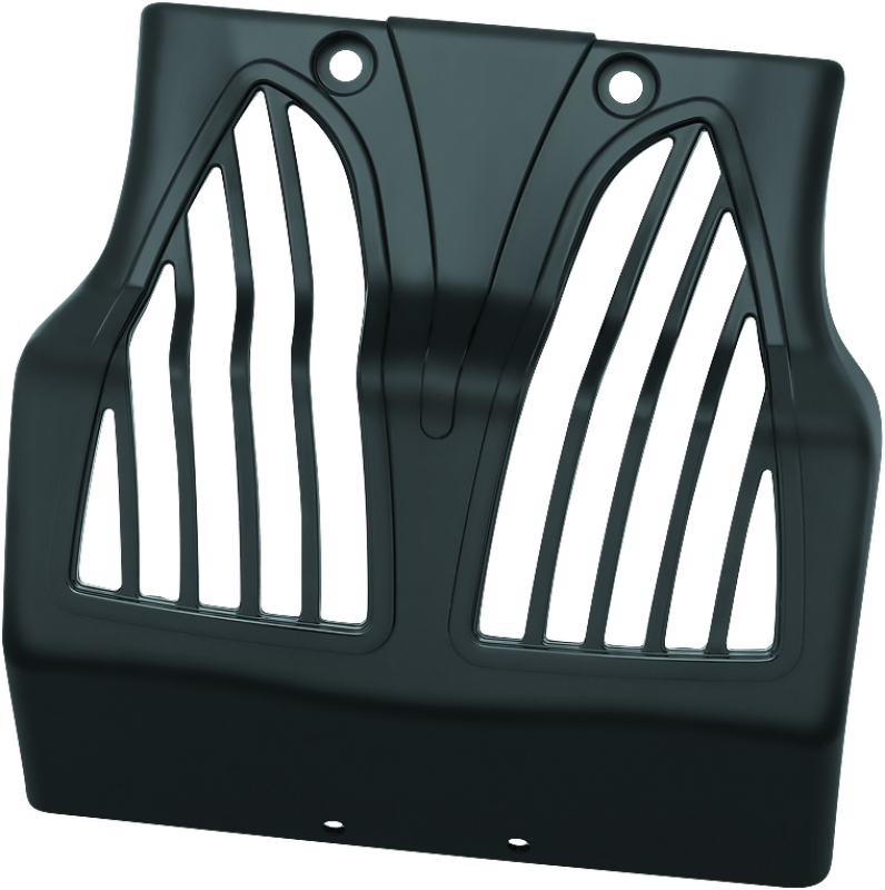 Black Kuryakyn Chin Fairing for Indian Motorcycles, part #5663, mounted on motorcycle with detailed close-up view