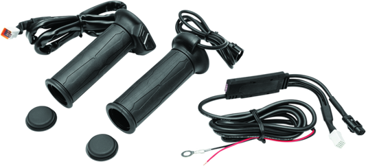 Kuryakyn Apollo heated grips for 7/8 inch motorcycle throttle, featuring thumb throttle for powersports vehicles.