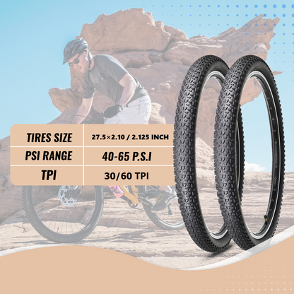 Hycline Baxon XC mountain bike tire in 27.5x2.125 inch size, featuring tread pattern for off-road cycling.