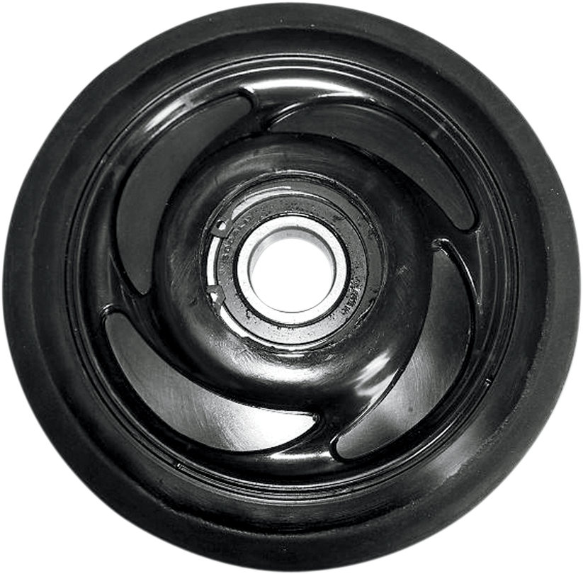PARTS UNLIMITED Idler Wheel with Bearing, black, 5.62-inch outer diameter, durable industrial part shown in image.