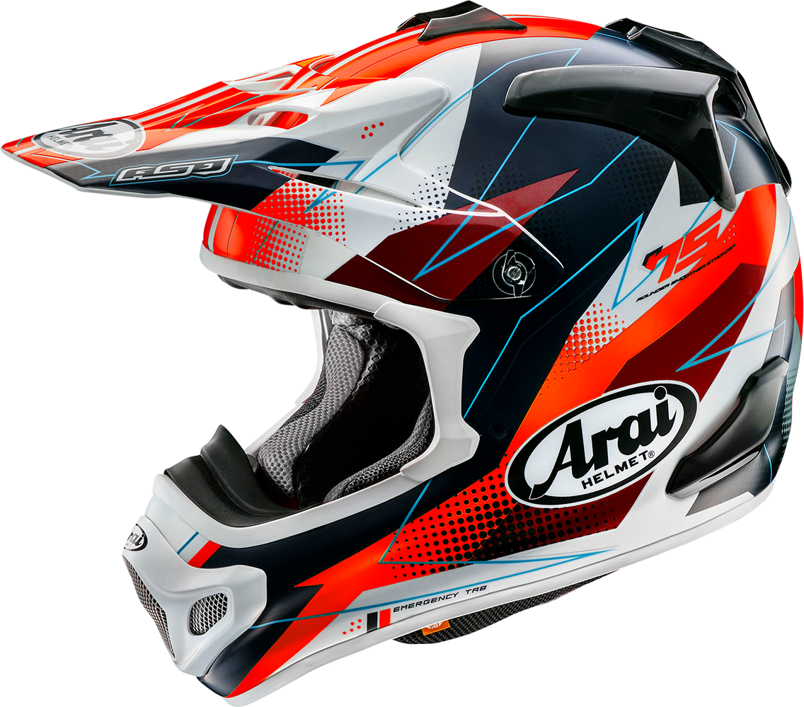 Arai VX-Pro4 Resolute Red motorcycle helmet with size XS, featuring a sleek design and secure chin strap.