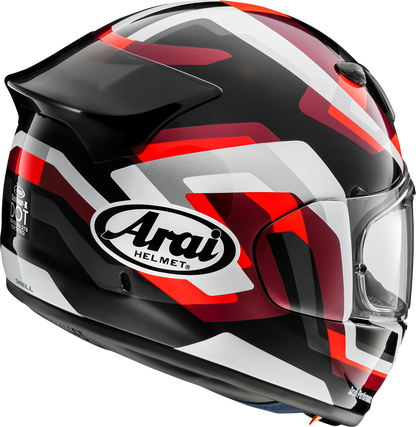 Arai Helmets Contour-X Snake helmet in 2XL with integrated rear spoiler and logo duct, showcasing black and silver design details.