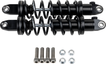 Legend Suspension REVO-A Triglide suspension in black, heavy-duty 13.6-inch replacement shock absorber for motorcycle rear suspension.