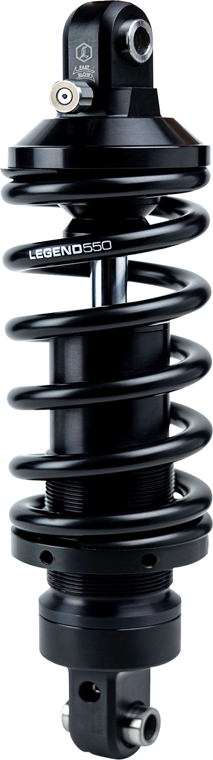 Legend Suspension Revo-A shock for Harley Softail, 12.5-inch heavy-duty suspension component with robust construction.