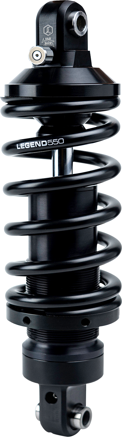 Legend Suspension Revo-A shock for Harley Softail, 12.5-inch heavy-duty suspension component with robust construction.
