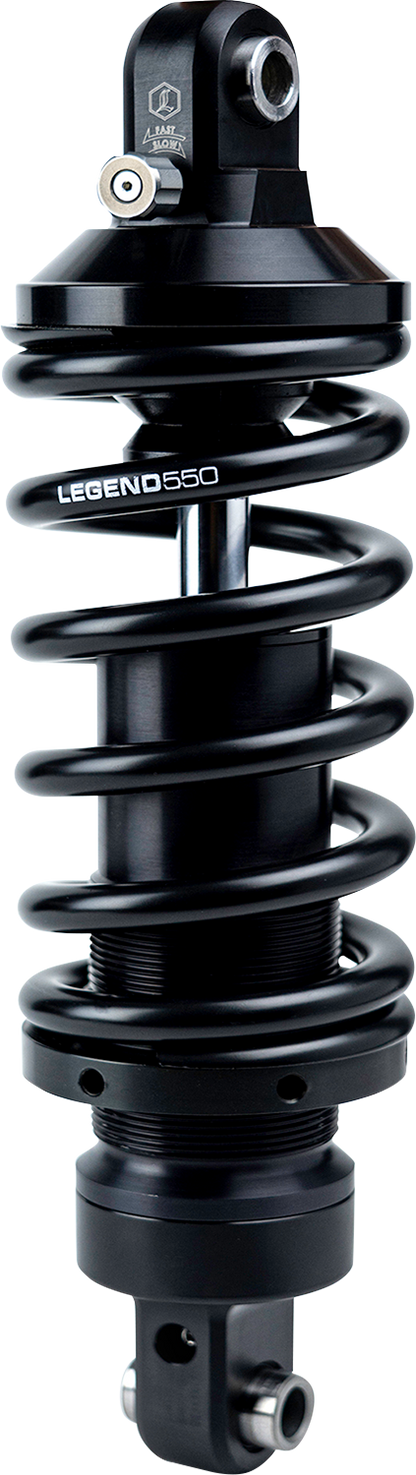 Legend Suspension Revo-A shock absorber for Harley Softail, 13.5-inch heavy-duty suspension part, featuring durable design and branding.
