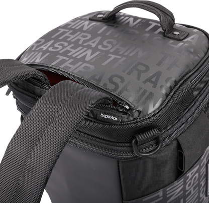 THRASHIN SUPPLY CO. motorcycle passenger bag with 32L capacity, versatile mounting options, and durable material.