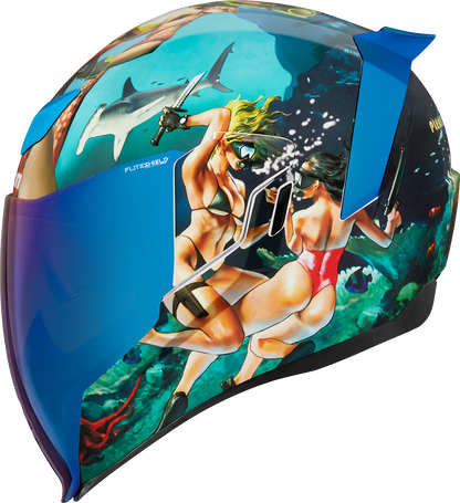 Blue ICON Airflite™ Helmet Pleasuredome 4 in Small, showing the helmet's sleek design and vibrant color.