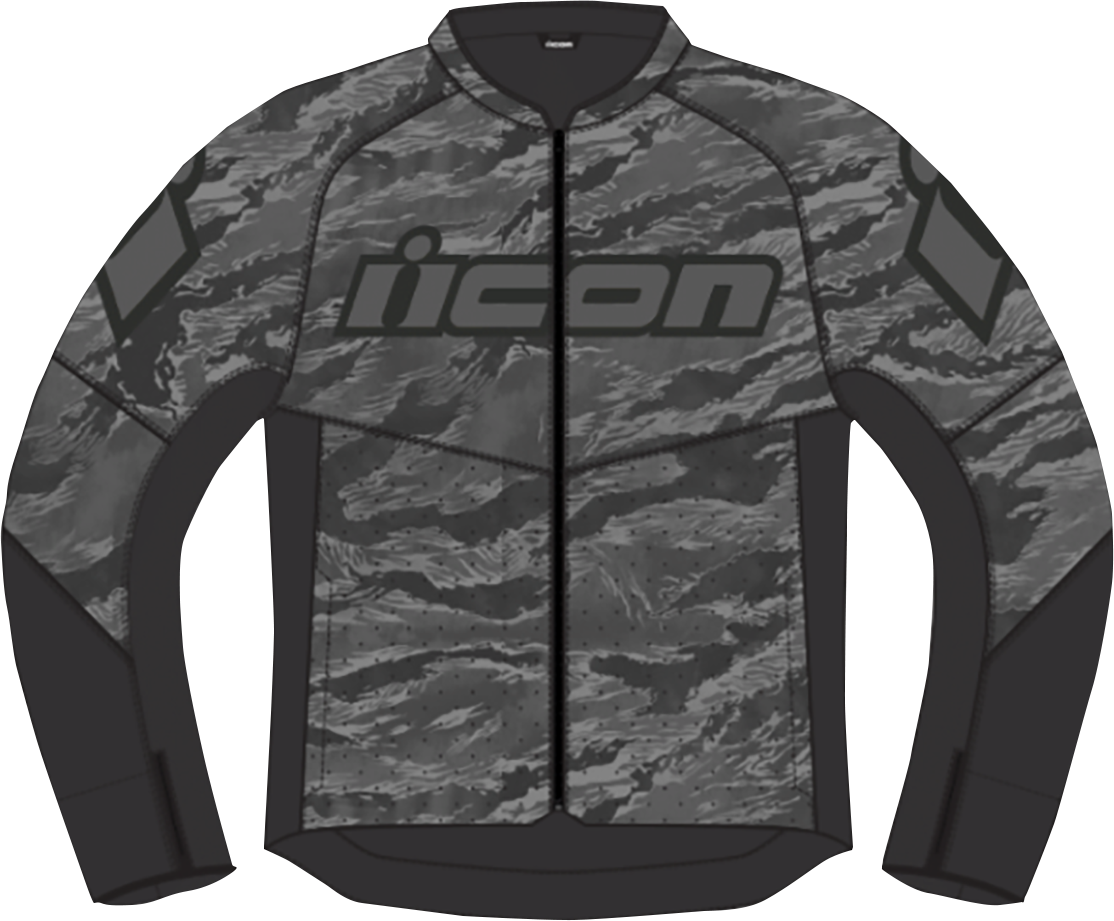 Gray ICON Hooligan CE Tigersblood™ jacket in small size, featuring a rugged design with protective armor and stylish details.