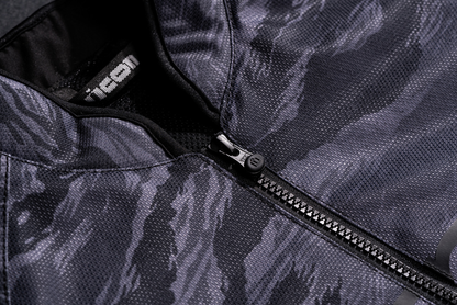 Gray ICON Hooligan CE Tigersblood jacket in small size, featuring rugged design and detailed stitching.