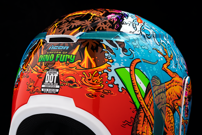 ICON Airform™ Dino Fury Large helmet with sleek design and venting, shown in a close-up view highlighting its safety features.