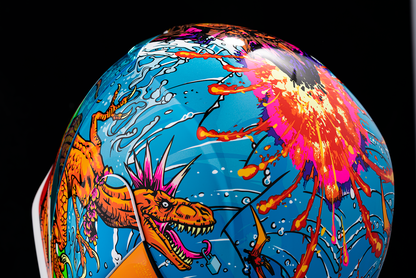 ICON Airform™ Helmet Dino Fury in medium with clear and smoke shields, featuring a sporty motorcycle helmet design.