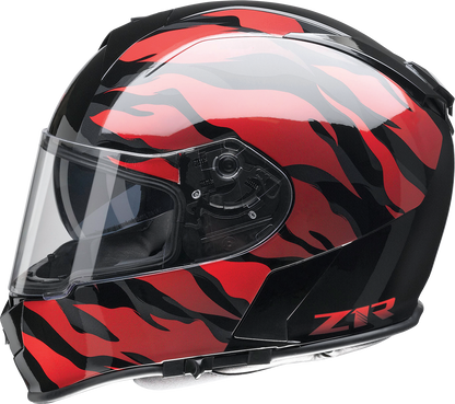 Z1R Panthera motorcycle helmet in black and red with polycarbonate shell and sun visor, large size, showcasing the sleek design.