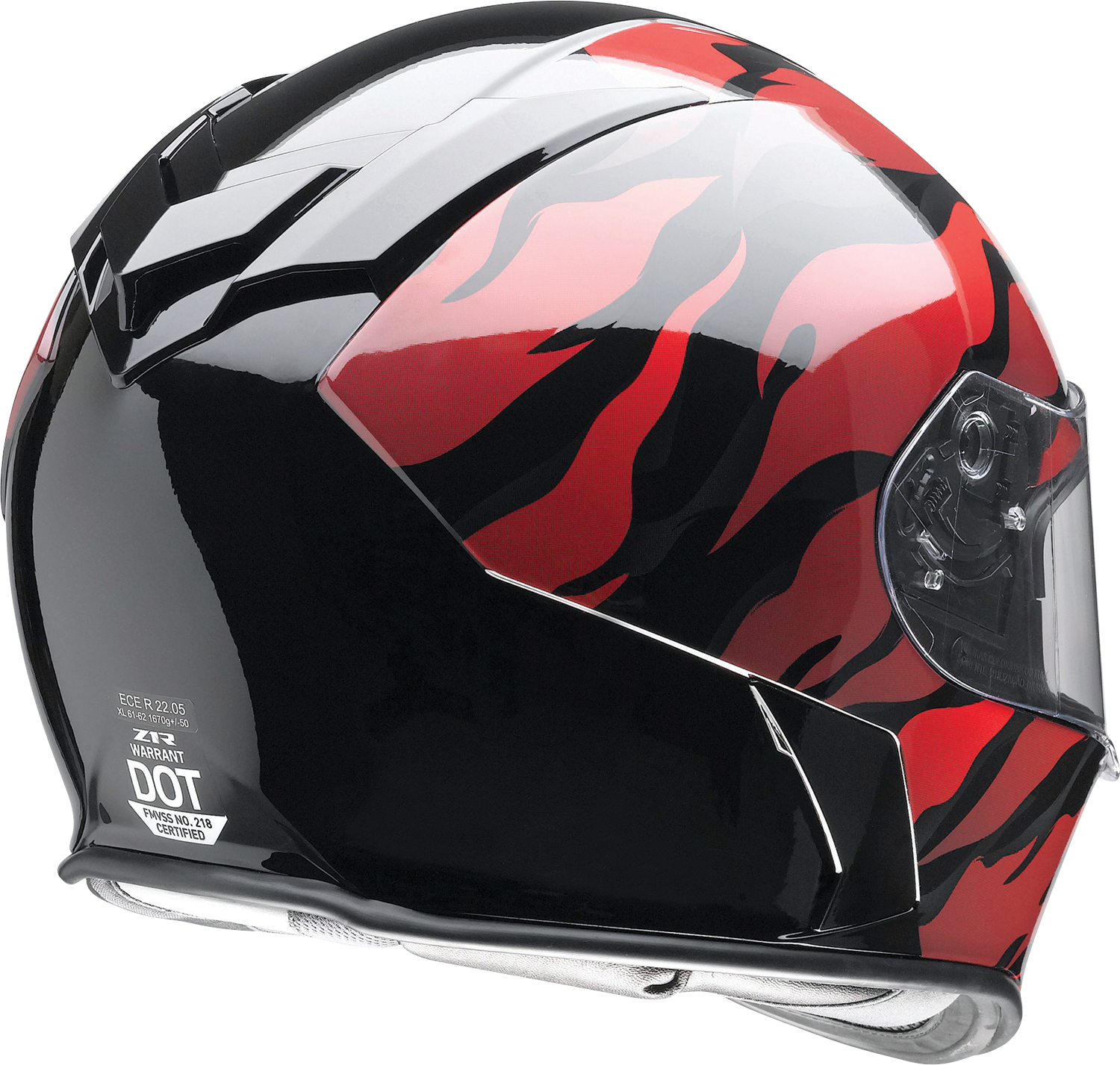 Z1R Warrant Panthera motorcycle helmet in black/red with injection-molded polycarbonate shell and drop-down sun visor, small size.