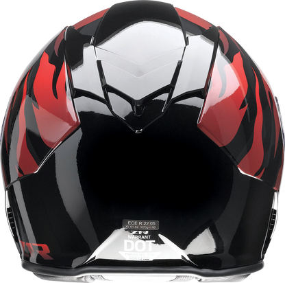 Z1R Panthera motorcycle helmet in black and red with polycarbonate shell and sun visor, large size.