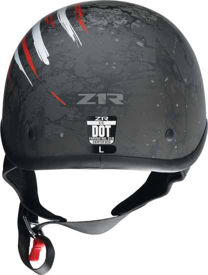 Z1R CC Beanie Helmet Justice in black, red, white, and blue, medium size, with sleek design and detailed graphics.