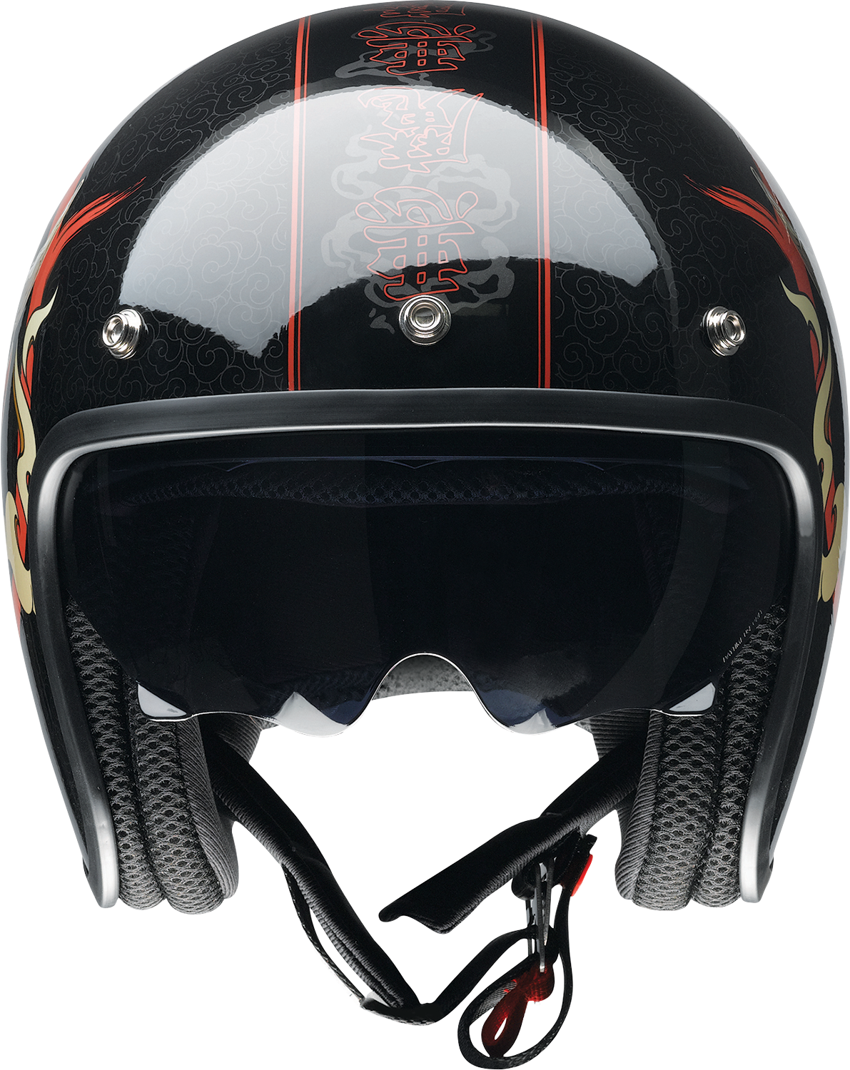 Z1R Saturn helmet in gloss black and red with devilish design, small size, featuring sleek aerodynamic shape and bold graphics.