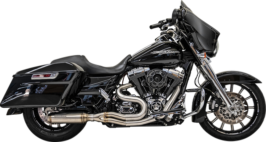 BASSANI XHAUST Superbike 2:1 exhaust system with polished stainless steel finish, designed for enhanced motorcycle performance.