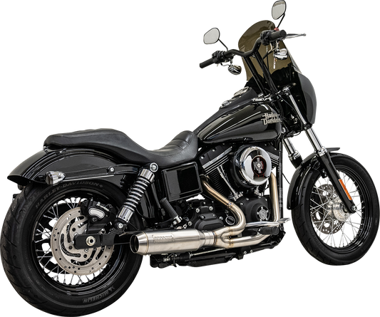 Stainless steel Bassani Xhaust 2-into-1 Ripper exhaust system with Super Bike muffler, featuring polished metal finish and sleek design.