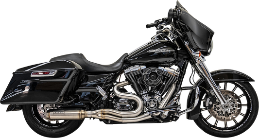 BASSANI XHAUST Superbike 2:1 exhaust system for enhanced motorcycle performance, showing the stainless steel design and pipe details.