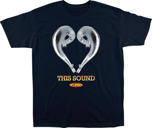 FMF Love This Sound T-Shirt in navy, large size, featuring a casual fit and graphic design on the front.