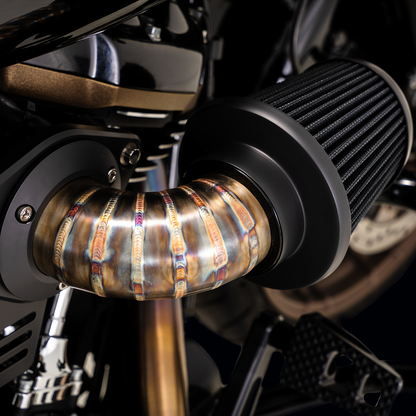 VANCE & HINES VO2 Falcon air intake kit with stainless steel components for motorcycle performance enhancement.