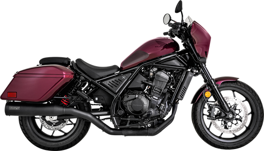 Vance & Hines Hi-Output Slip-On Muffler in matte black with CNC aluminum construction, designed for motorcycle exhaust upgrade.