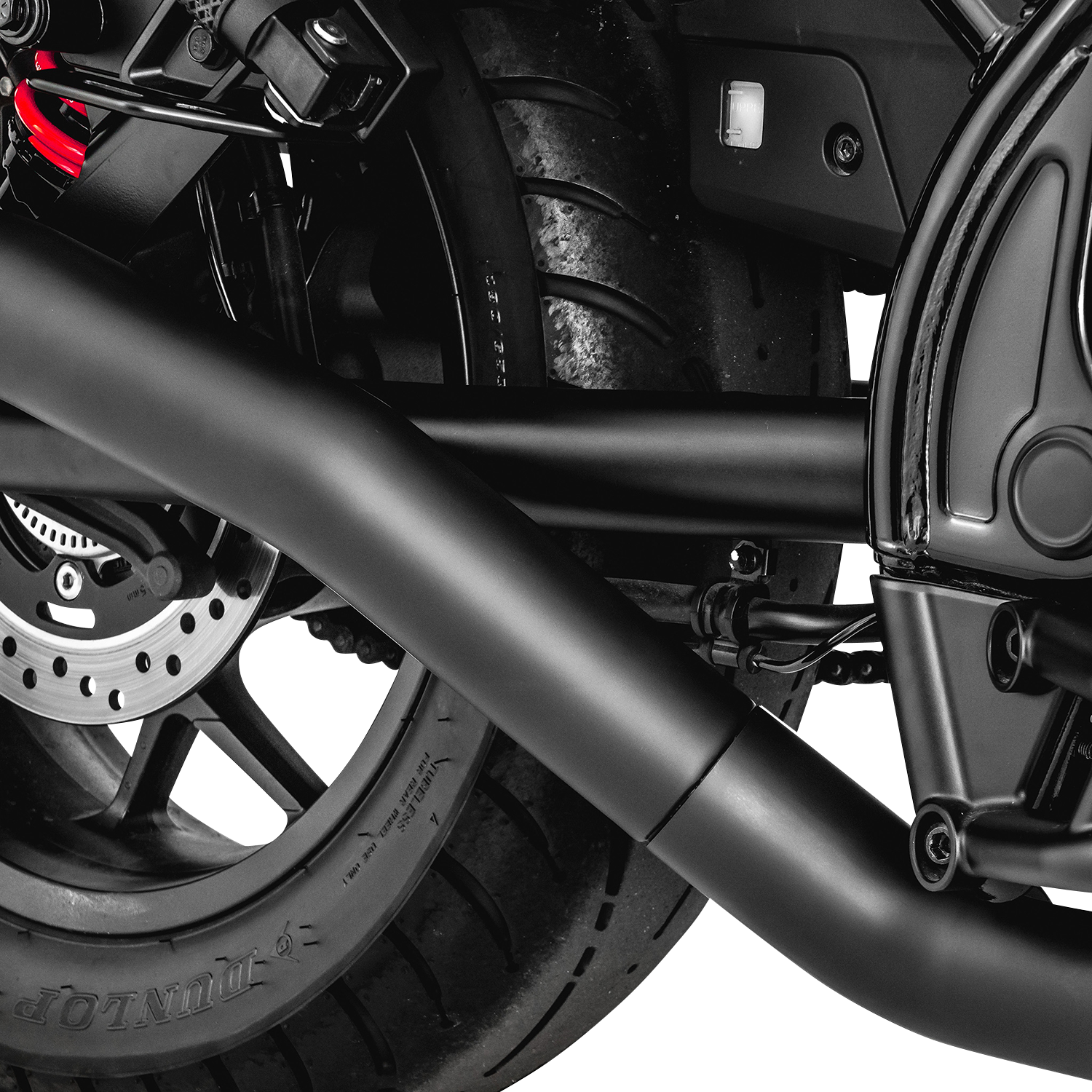 VANCE & HINES Hi-Output Slip-On Muffler in matte black with CNC aluminum finish, designed for motorcycle exhaust upgrade.
