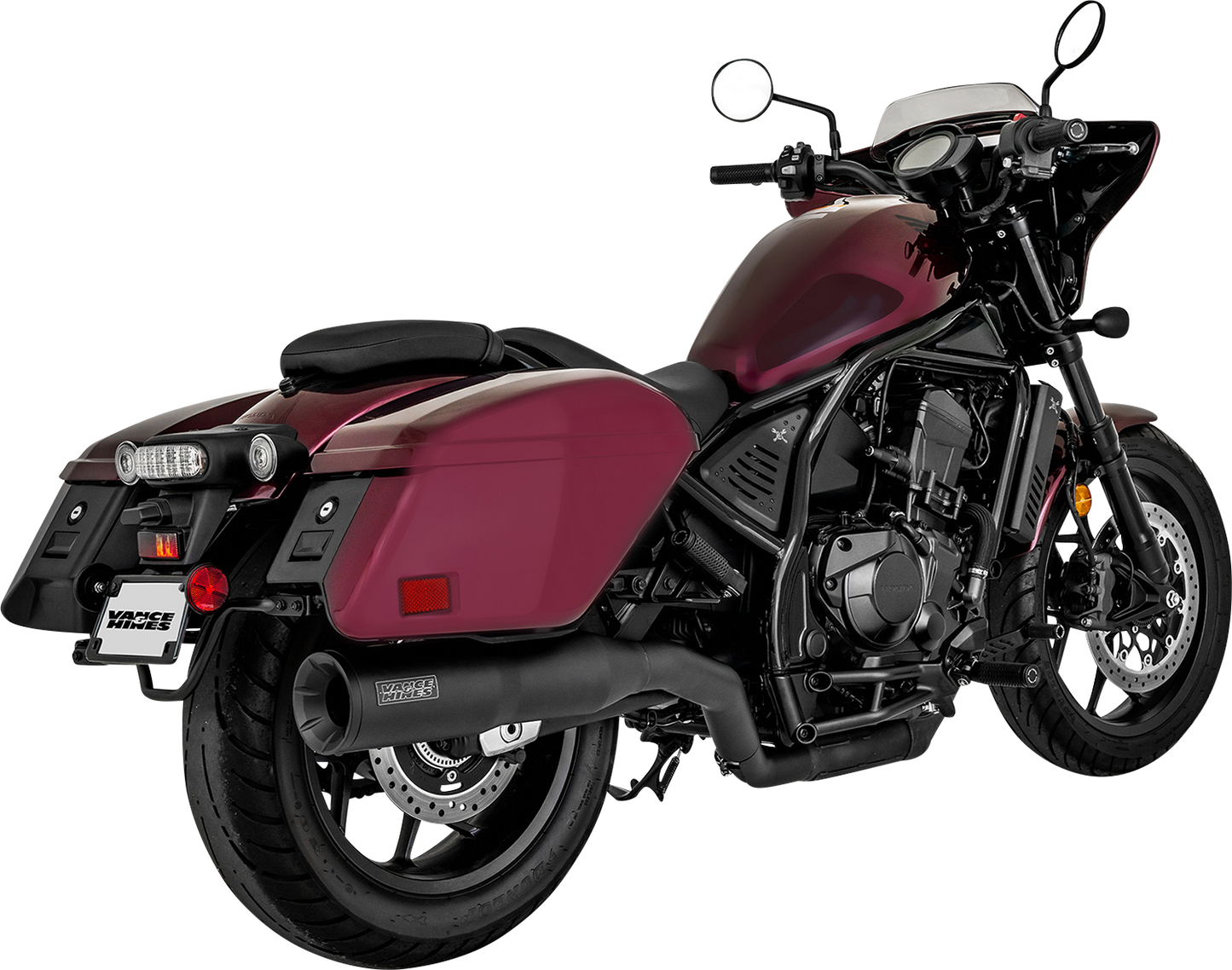 VANCE & HINES Hi-Output Slip-On Muffler in matte black with CNC aluminum finish for motorcycle exhaust upgrade