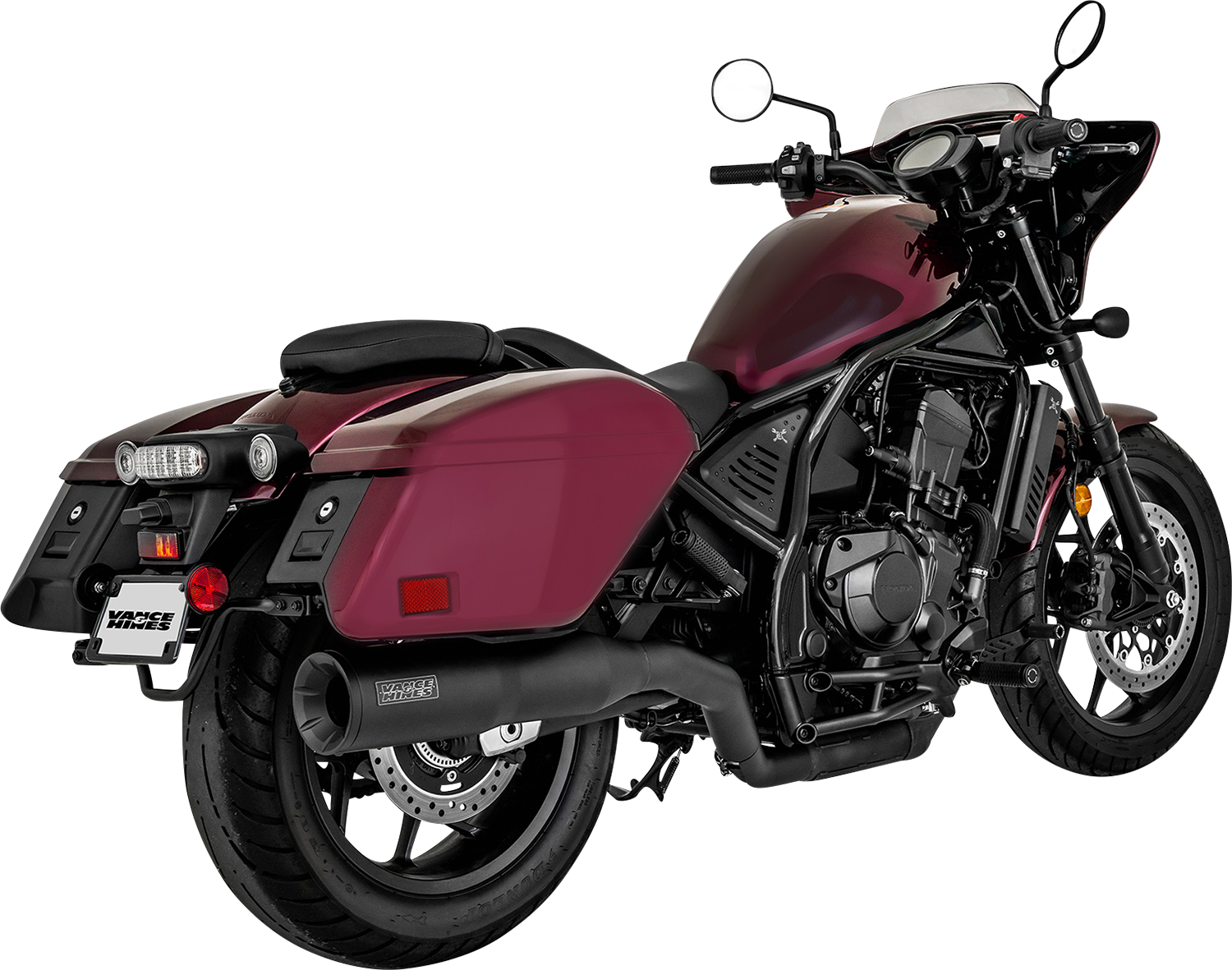 VANCE & HINES Hi-Output Slip-On Muffler in matte black with CNC aluminum finish for motorcycle exhaust upgrade