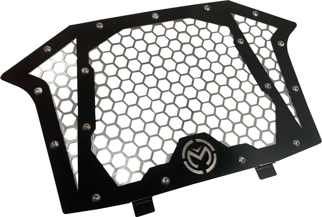 MOOSE OFFROAD front grille for Polaris Pro XP off-road vehicle, showcasing durable black grille design with branding details
