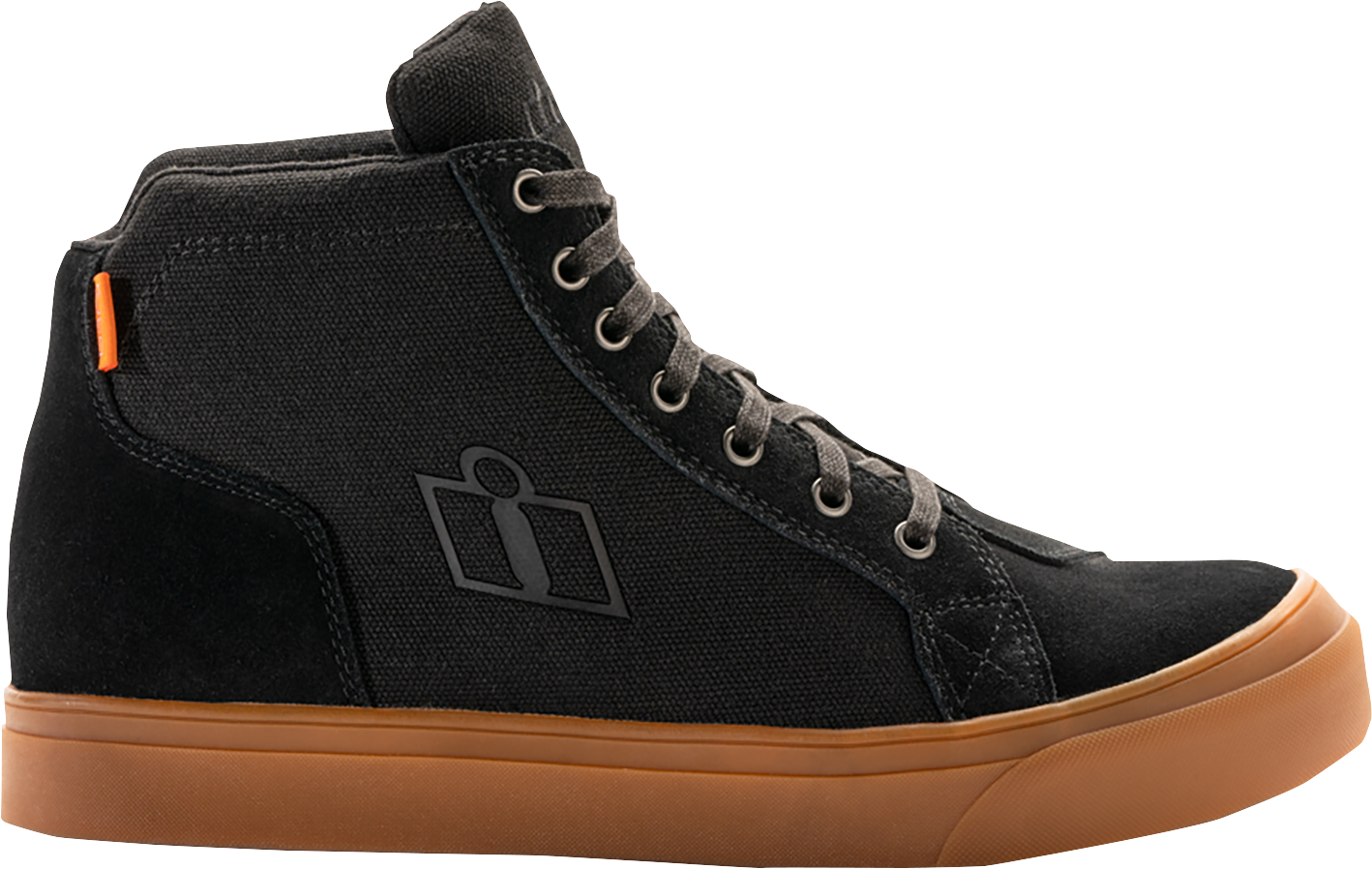 Black ICON Carga motorcycle boots in US 9.5 with durable leather and D30® ankle inserts, designed for protection and style.